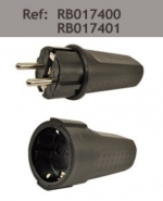 RB017400: Clavija macho estanca para alargaderas y otras aplicaciones.